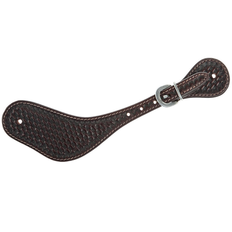 Heavy Oiled Basket Tooled Mens Dove Wing Spur Strap