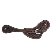 Heavy Oiled Basket Tooled Ladies Spur Straps