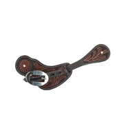Heavy Oiled Floral Tooled Ladies Spur Straps