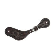 Heavy Oiled Antique Floral Ladies Dove Wing Spur Straps