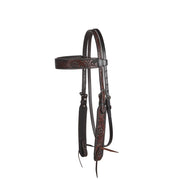 Heavy Oiled Antique Floral Browband Headstall