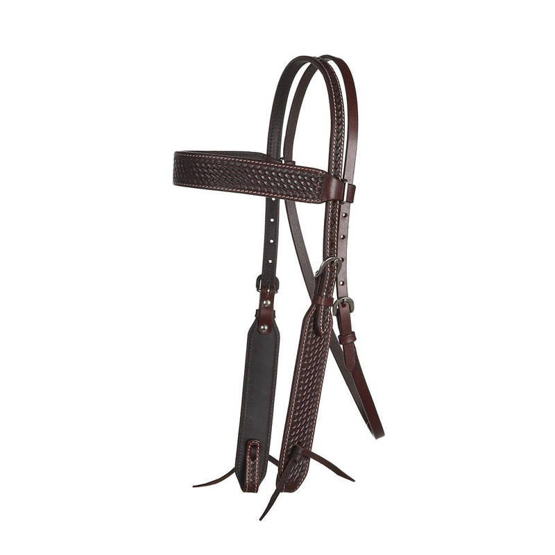Heavy Oiled Basket Tooled Browband Headstall