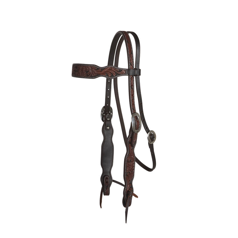 Heavy Oiled Floral Tooled Browband Headstall