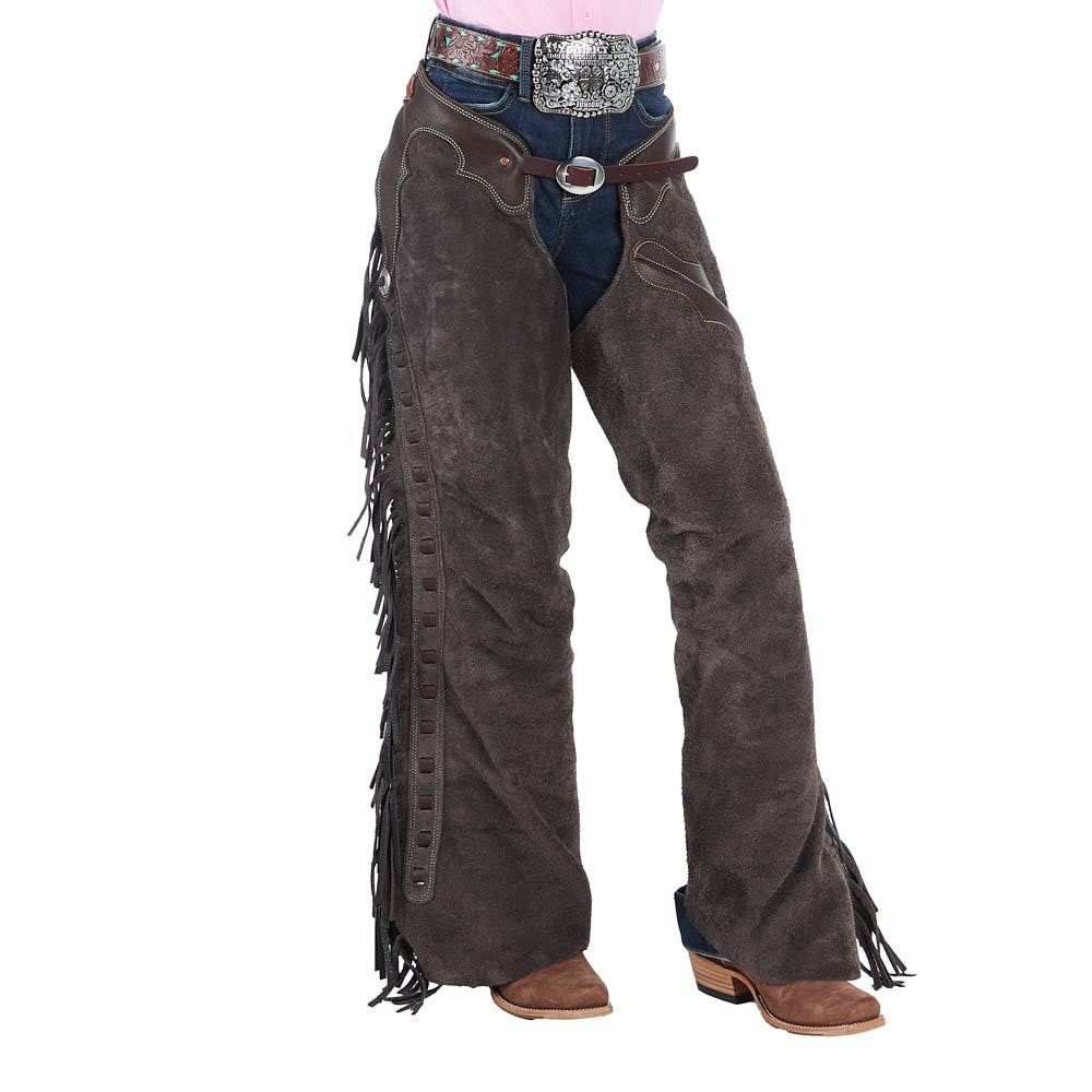 Rockin` Y Saddlery Youth Mocha Roughout with Chocolate Border