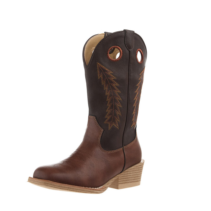 Kid's Brown Faux Vamp 9in Dark Brown Faux Top