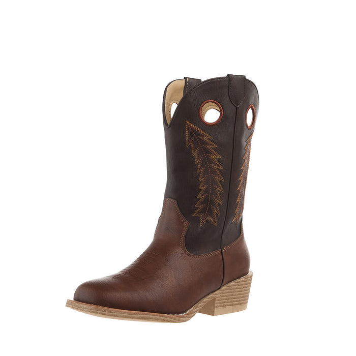 Kid's Brown Faux Vamp 10in Dark Brown Faux Top
