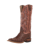 Women's Piper Brown Full Quill Ostrich Square Toe Boot