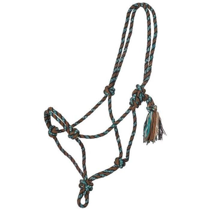 Brown Black Teal Cream Mecate Rope Halter