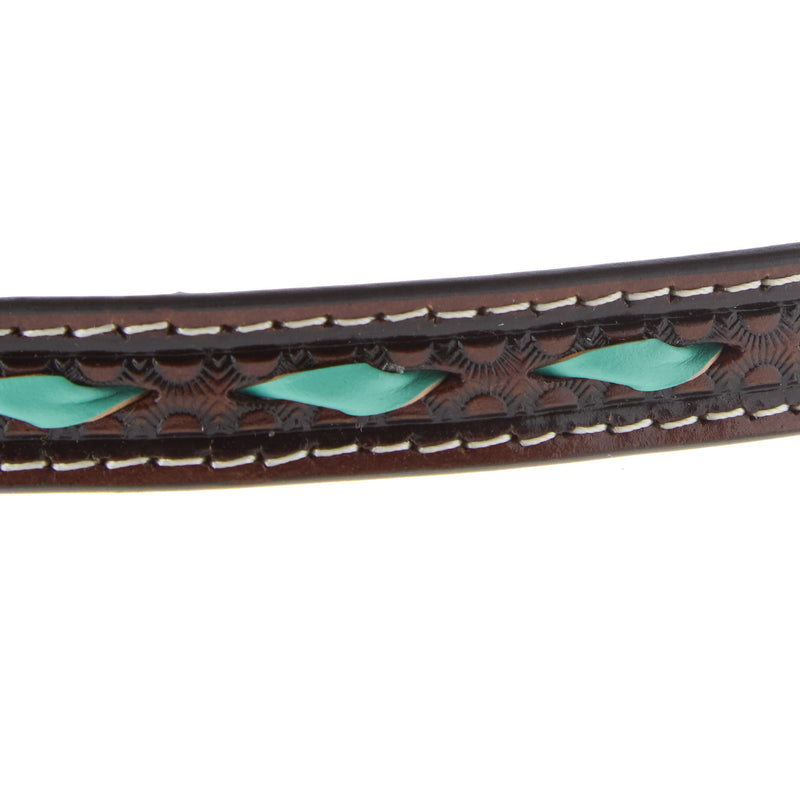 M+F Dark Brown with Turquoise Rawhide Lacing 1/2 in. Hat Band