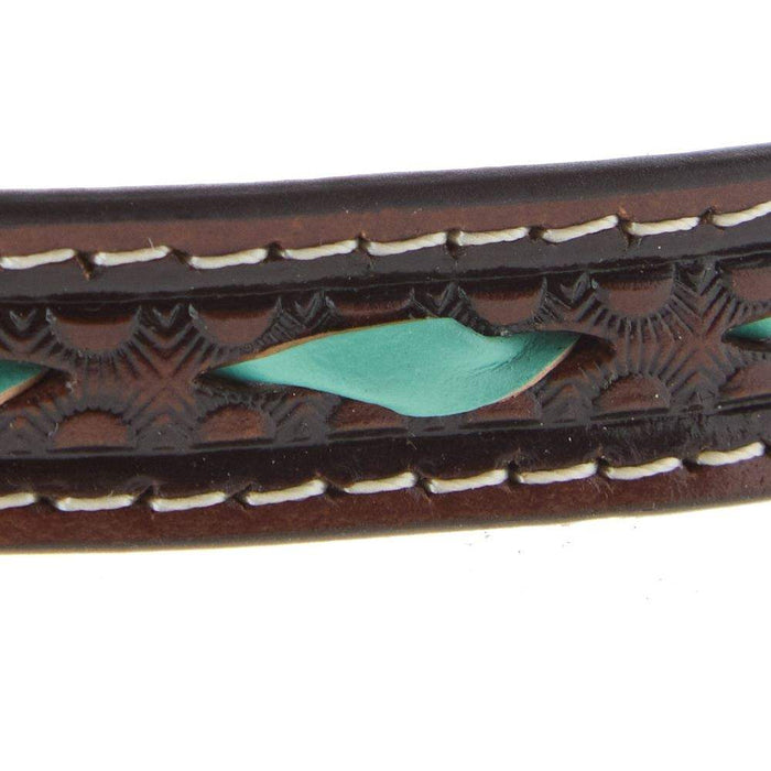 M+F Dark Brown with Turquoise Rawhide Lacing 1/2 in. Hat Band