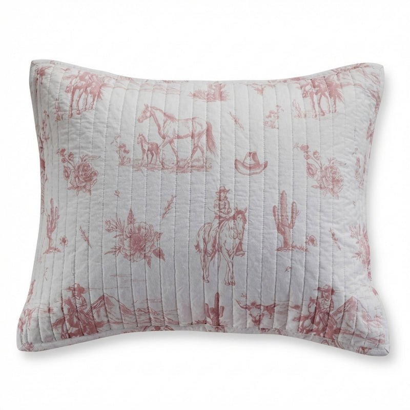 Dusty Rose Cowgirl Toile Standard Sham