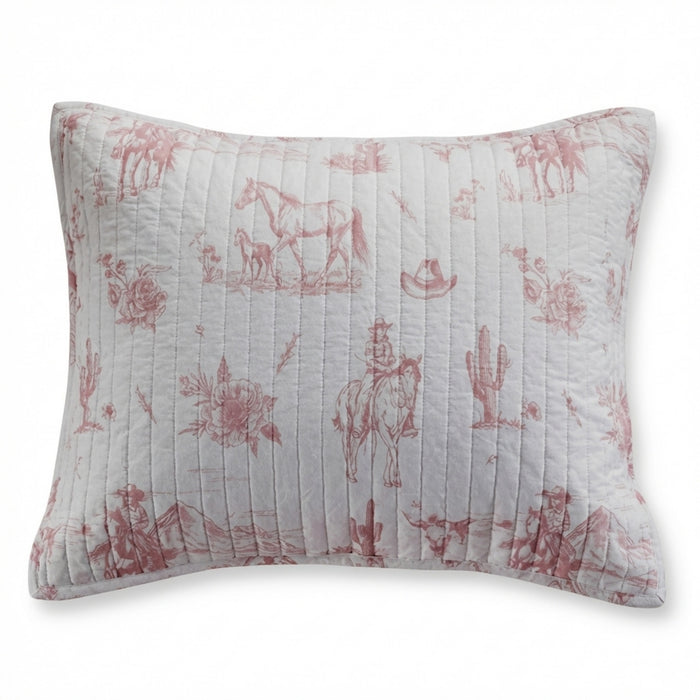 Dusty Rose Cowgirl Toile Standard Sham