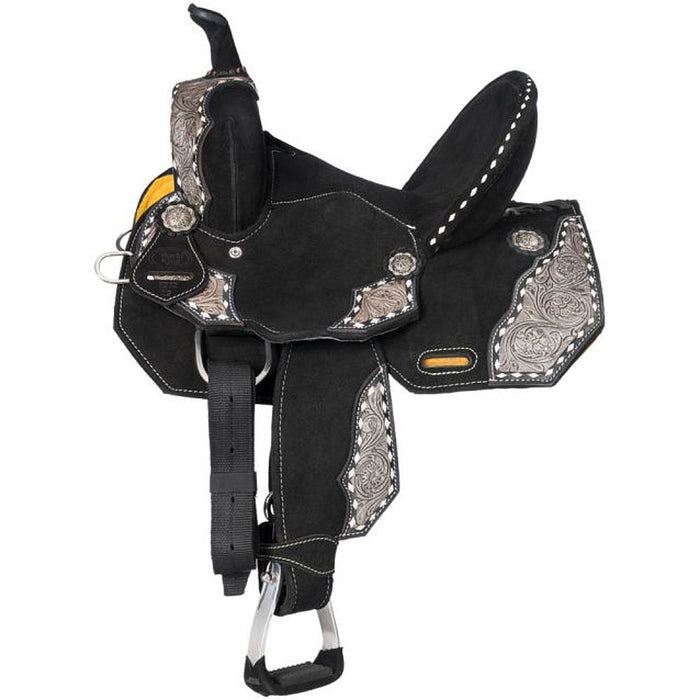 Shiloh Overlay Buckstitch Black 12in Barrel Saddle