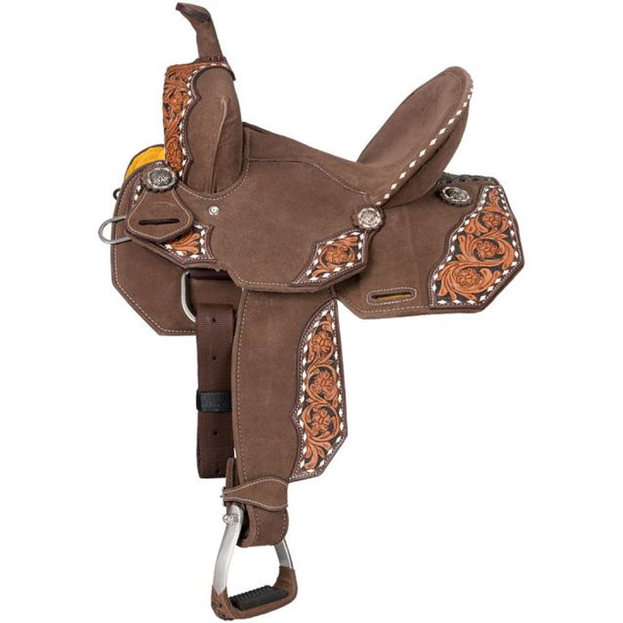 Shiloh Overlay Buckstitch Brown 12in Barrel Saddle