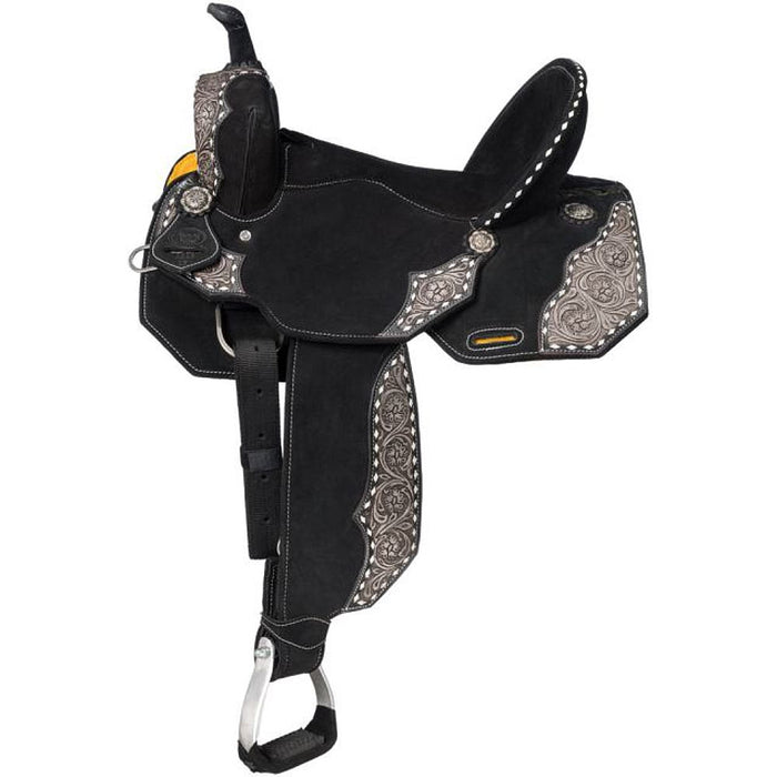 Shiloh Overlay Buckstitch Black 14in Barrel Saddle