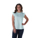 Women's Light Blue Ruffle Sleeve Top