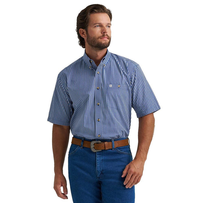 Men's Classic Blue Plaid Button Shirt