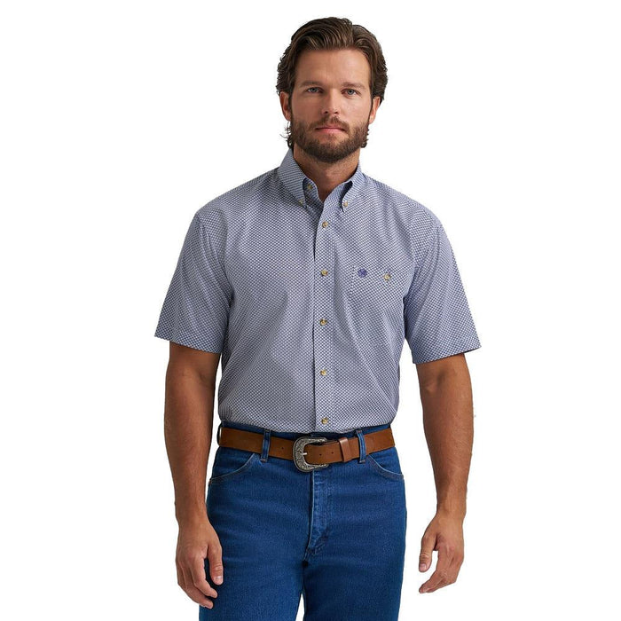 Men's Classic Blue Print Button Shirt