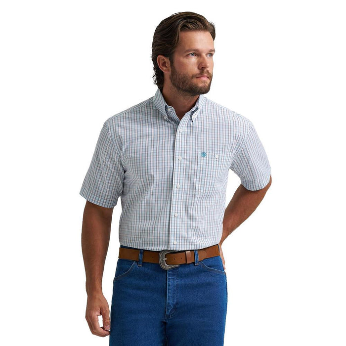 Men's Classic Teal & White Plaid Shirt