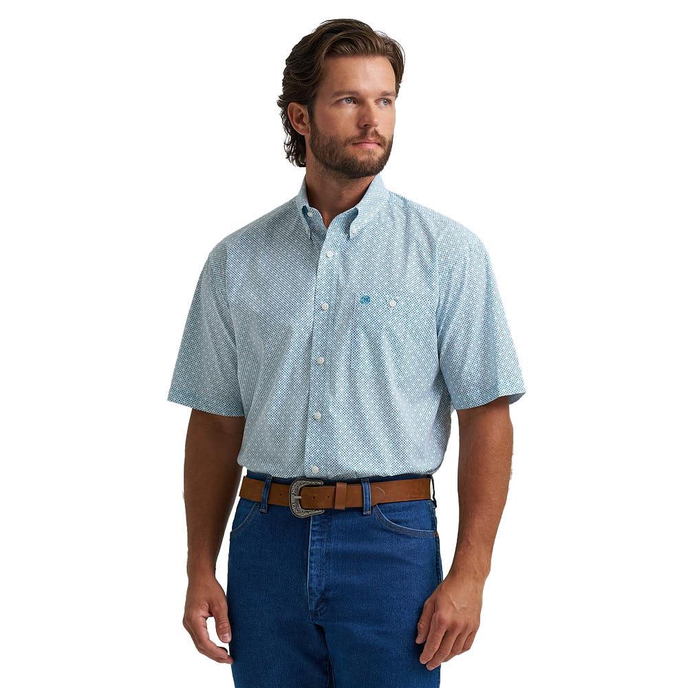 Wrangler Men's Classic Teal & White Print Shirt — NRS