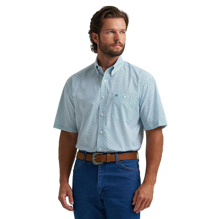 Men's Classic Teal & White Print Shirt