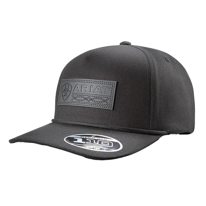 Men's Faux Leather Patch Black Logo Cap