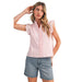 Wom Lace Trim Peony Pink Top