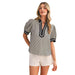 Wom Striped Contrast Black Top
