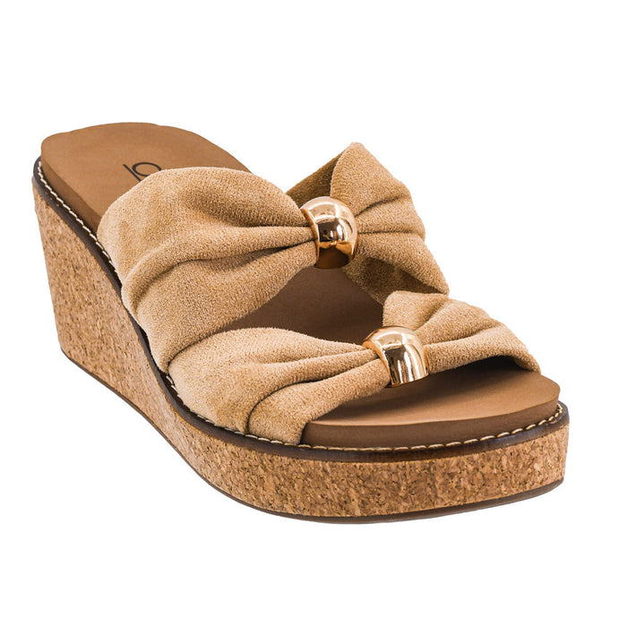 Women's Camel Faux Suede Miss Understood Wedge Sandal