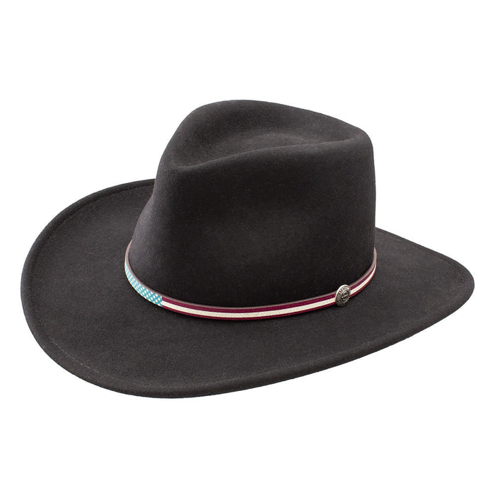 USA 250th Bozeman Black 3 1/4in Crushable Felt Hat