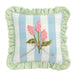 Blue Check Ruffle Floral Embroidered Pillow