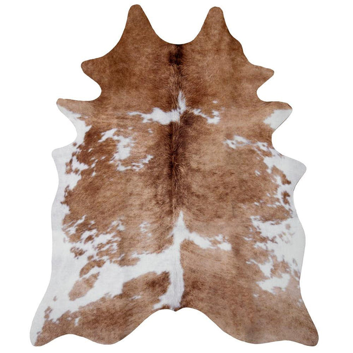Small Faux Cowhide Light Bridle Accent Rug