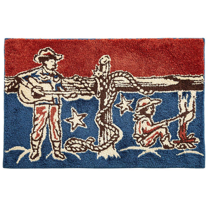 Patchwork Bandana Jacquard Strumming Cowboy Kitchen Rug 24x36