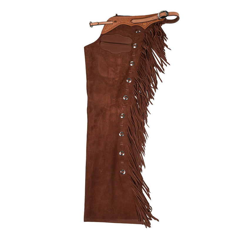 Roughout Medium Brown Lace Chaps with Slotted Conchos