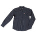 Boy's Navy Print Long Sleeve Button Shirt