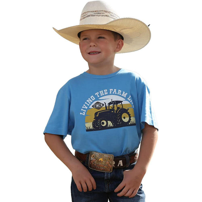 Boy's Living The Farm Life Blue Tee Shirt