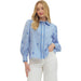 Women's Blue Striped Embroidered Top