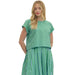 Women's Green Sky Striped Button Back Top