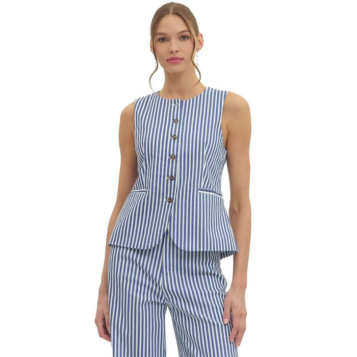 Women's Denim Striped Sleeveless Top