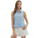 Women's Blue Striped Button Sleeveless Top