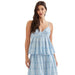 Women's Blue Gingham Pleated Top
