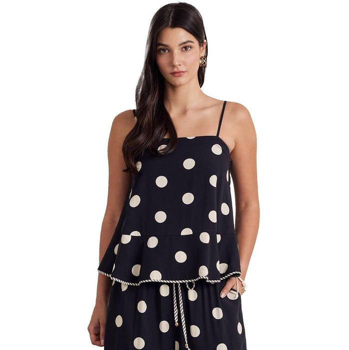 Women's Black Polka Dot with Bow Detail Tank