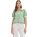 Women's Green Gingham Puff Sleeve Top