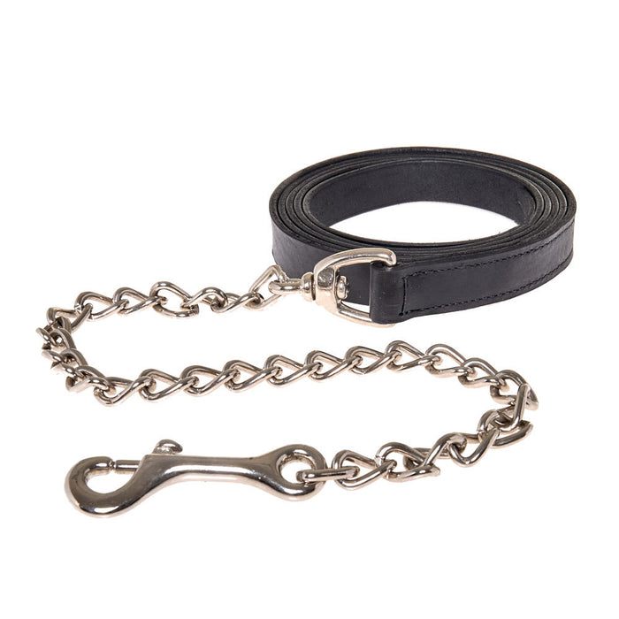 Black Leather Lead with 24in Chain