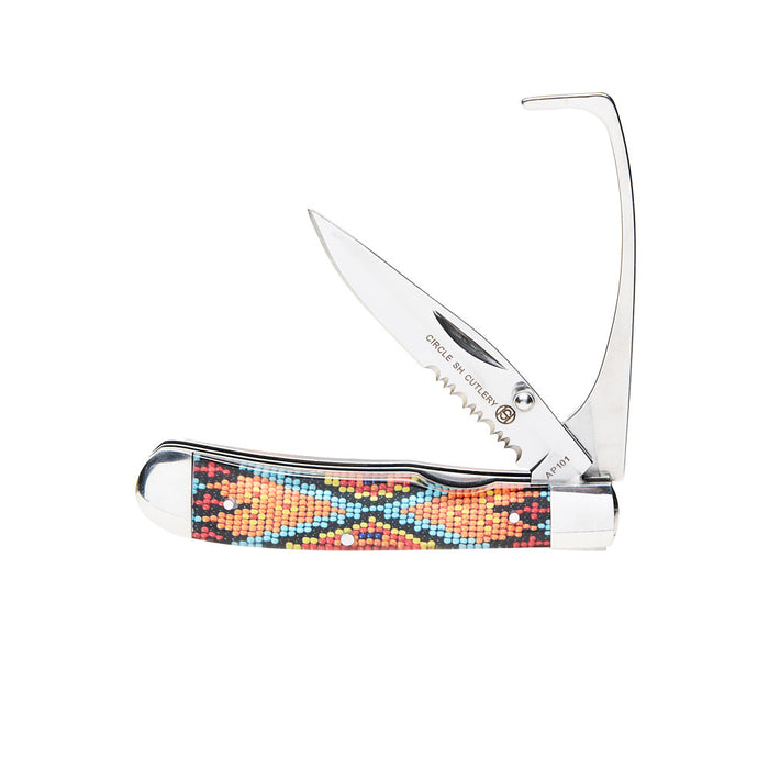 Circle SH Cutlery Hoof Pick Serrated Orange Fiesta Knife