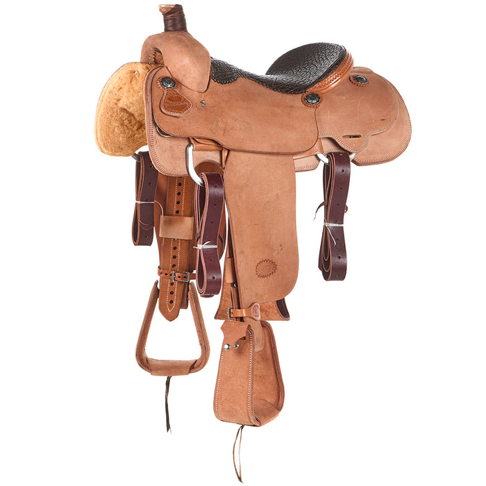 Natural Roughout Calf Roper with Bullhide Seat