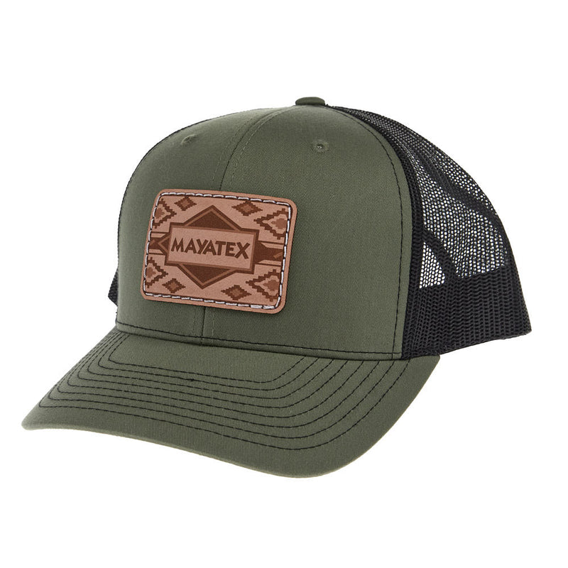 Loden and Black Leather Patch Mesh Back Cap