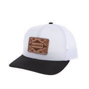 White and Black Leather Patch Mesh Back Cap