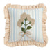 Multi Stripe Ruffle Floral Embroidered Pillow