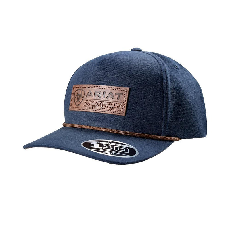 Men's Faux Leather Patch Navy Logo Cap